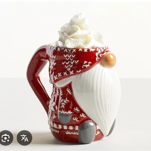 Pottery Barn Festive Red and White Sweater Gnome Mugs, set of 4
